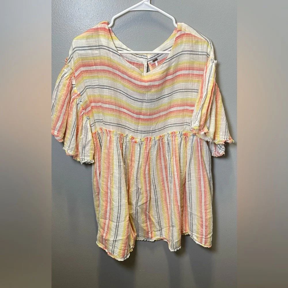 Free People Women's Summer Nights Cotton‎ Dress Yellow Combo Size Small